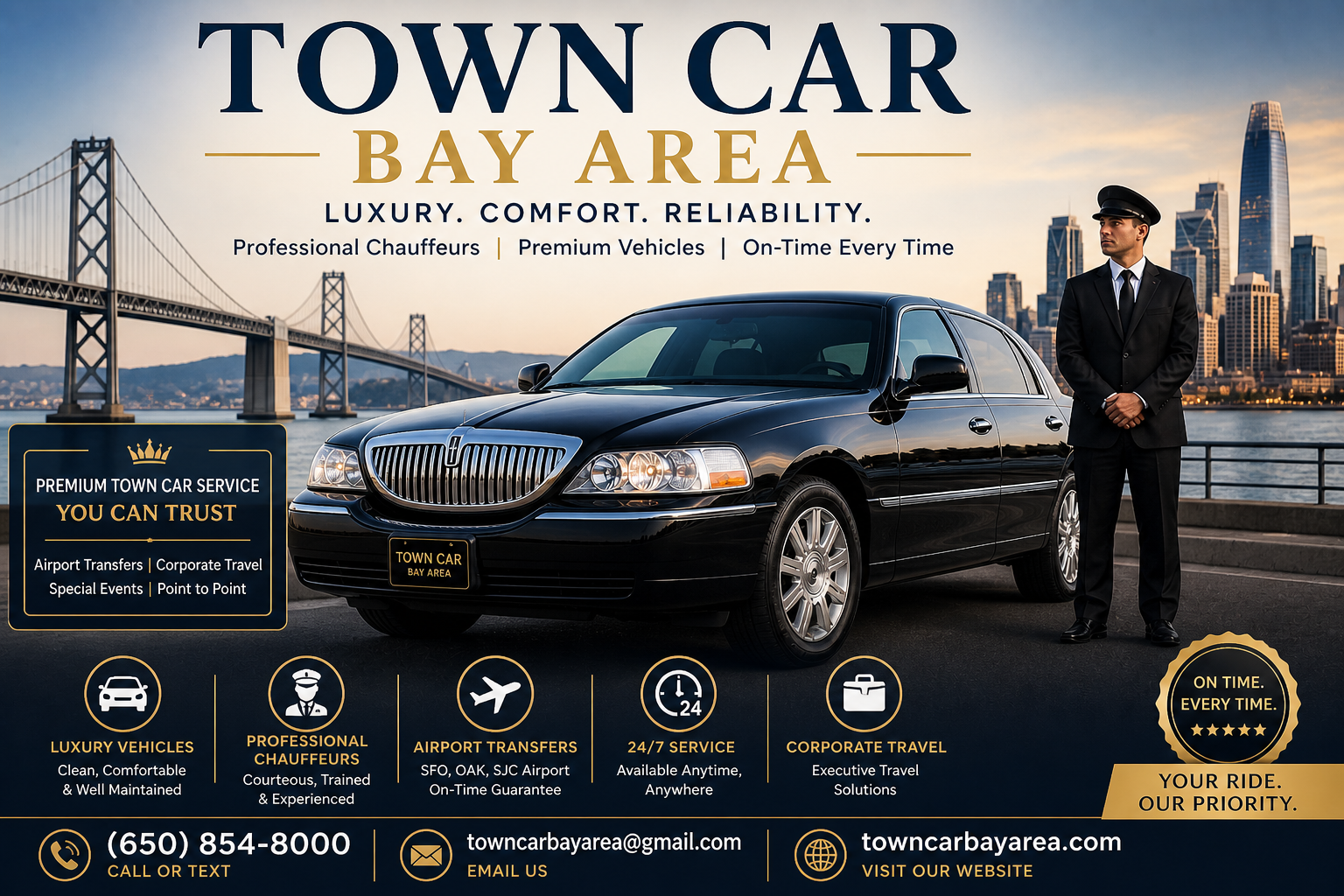 Luxury Town Car Service in Bay Area | Reliable & Affordable Executive Rides 2026